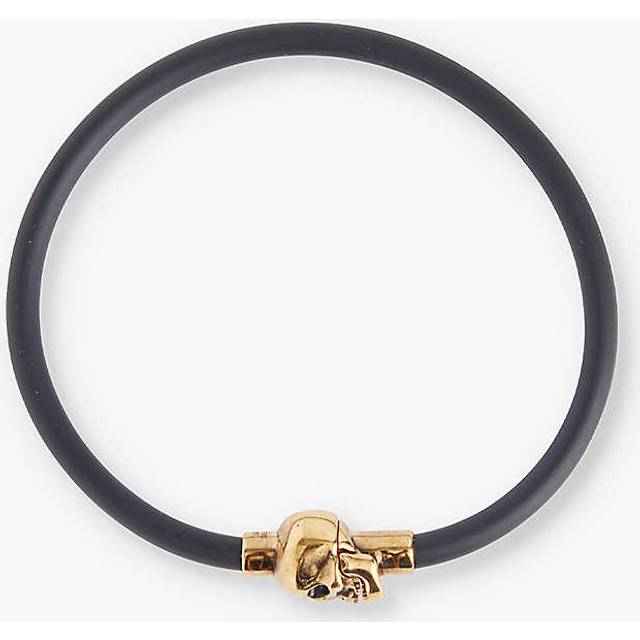Alexander Mcqueen Mens Natural/a Gold Skull-embellished Rubber Bracelet S