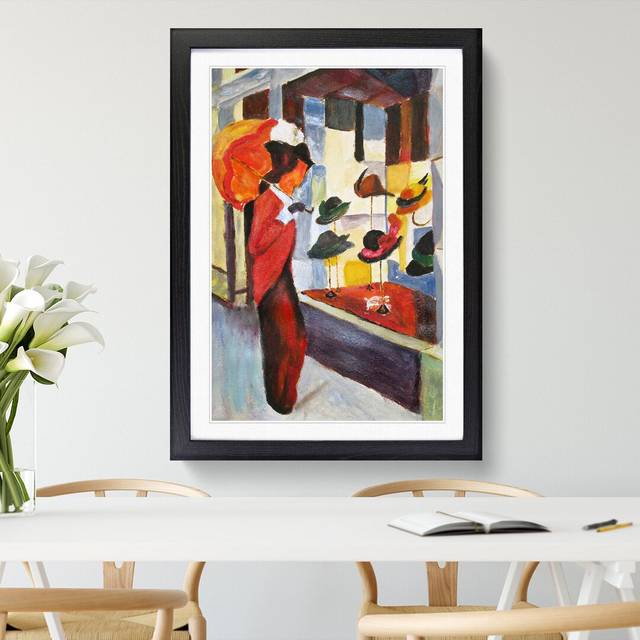 Woman by the Hat Shop by August Macke - Picture Frame Painting - Black Framed (48cm H x 36cm W x 2cm D)