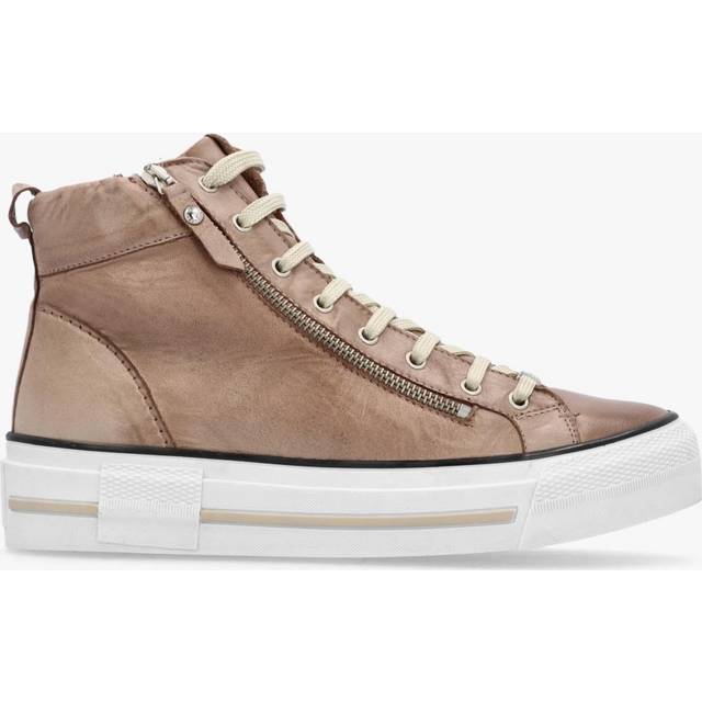 MODA IN PELLE Annaken Taupe Leather High Top Trainers Size: 36, Colour: Taupe Leather