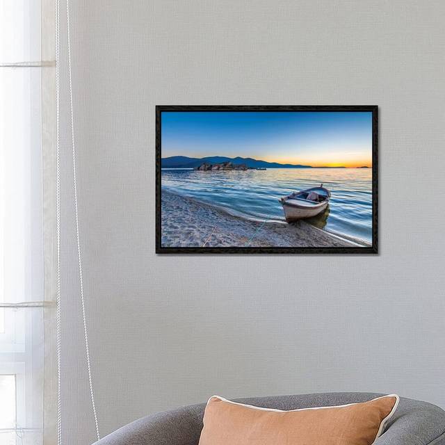 Lake Sunset V by Nejdet Duzen - Photograph Print on Canvas - Black Framed (45.72cm H x 66.04cm W x 3.81cm D)
