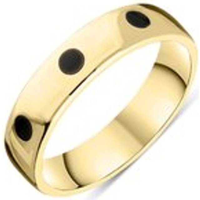 9ct Yellow Gold Whitby Jet 5mm Wedding Band Ring