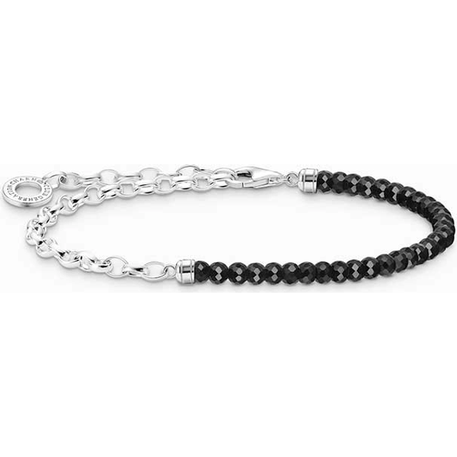 Thomas Sabo Charm bracelet with black onyx beads silver black A2100-130-11-L14 - black/silver-coloured - 14 cm
