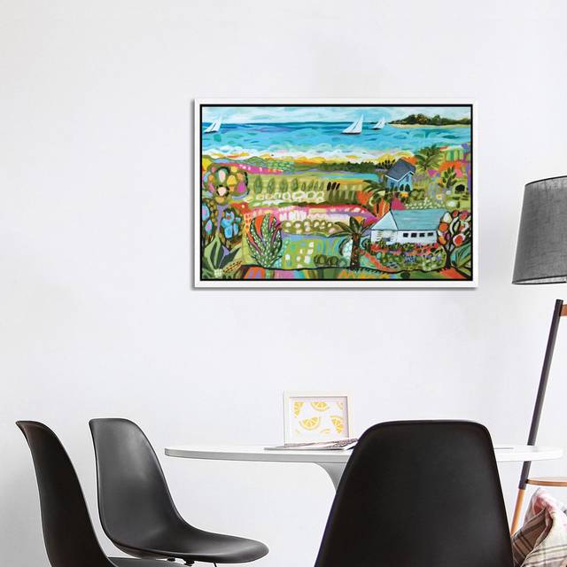 Nautical Whimsy III by Karen Fields - Wrapped Canvas Painting - White Floater Framed (66.04cm H x 101.6cm W x 3.8cm D)
