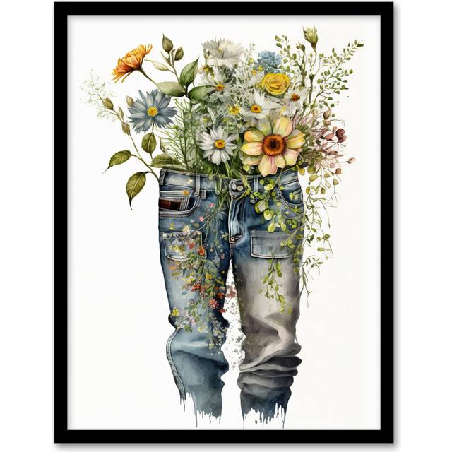 Gardening Is In My Genes Bouquet Cutoff Jeans - Single Picture Frame Art Prints (43.3cm H X 33.3cm W)