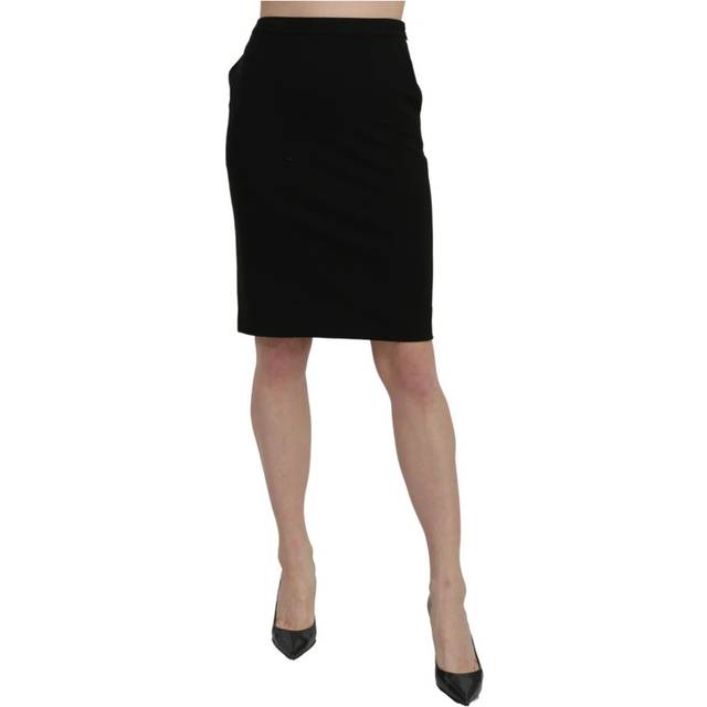 GF Ferre High Waist Pencil Cut Knee Length Formal Skirt - IT40|S - Black (IT40|S)