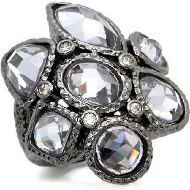 Ruthenium Brass Ring with AAA Grade CZ, Light Amethyst - Size 5