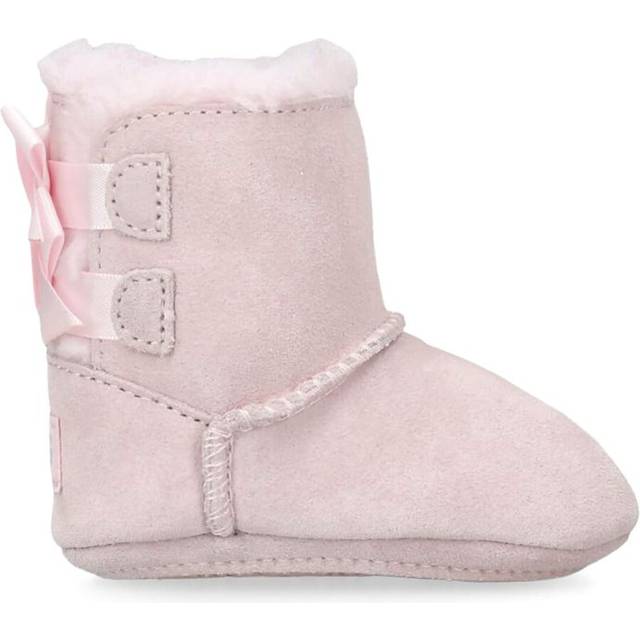 Ugg Pale Pink Baby Bailey Bow-embellished Suede and Shearling Booties Eur 16 /4-5 Months - PALE PINK