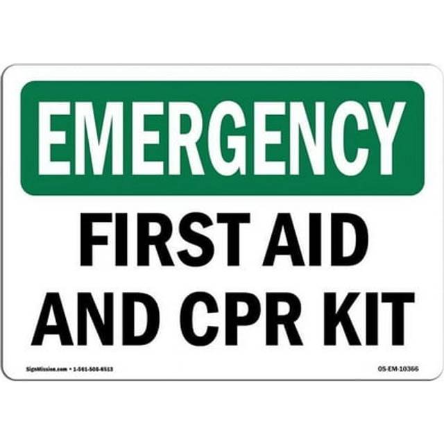 SignMission OS-EM-D-57-L-10366 OSHA Emergency Sign - First Aid & CPR Kit