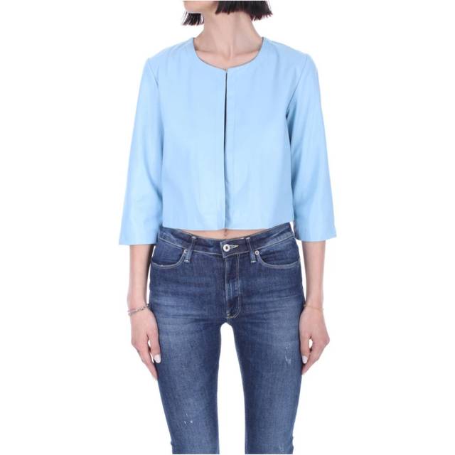 Short Blue Heaven Faux Leather Jacket