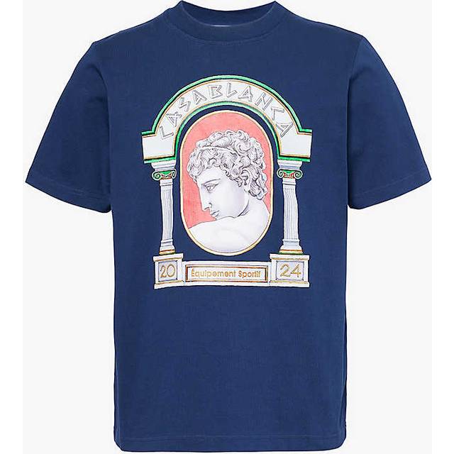 Casablanca La Medaille Printed T-Shirt in Navy - Navy / S