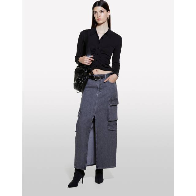 SISLEY Cargo Flap Denim Maxi Skirt