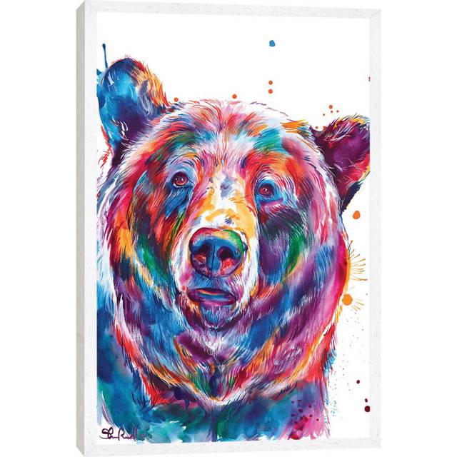 Black Bear by Weekday Best - Gallery-Wrapped Canvas Giclée on Canvas - White Framed (101.6cm H x 66.04cm W x 3.81cm D)
