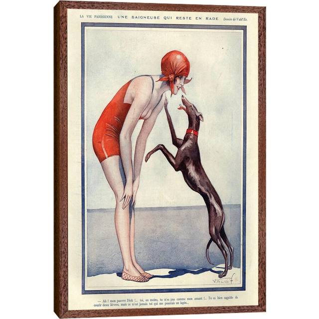 1925 La Vie Parisienne Magazine Plate - Graphic Art Print on Canvas - Classic Brown Wood Framed (66.04 cm H x 45.72 cm W)