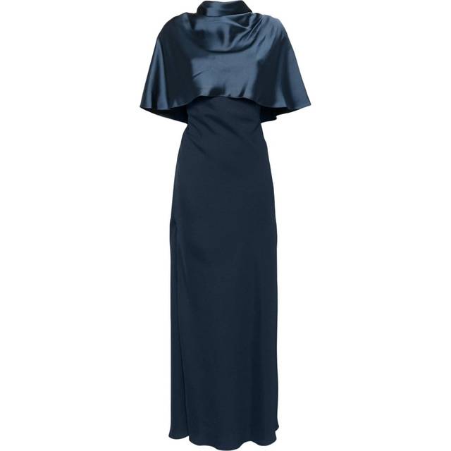 Amsale - satin cape gown - women - Polyester - 4 - Blue