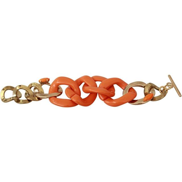 Ermanno Scervino, Accessoarer, Dam, ONE Size, Guldorange Kedja Bred Plastarmband (ONE SIZE)