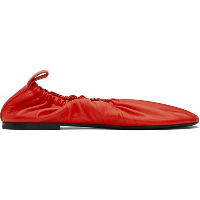 Jil Sander Red Leather Ballerina Flats - 626 POPPY - IT 35.5