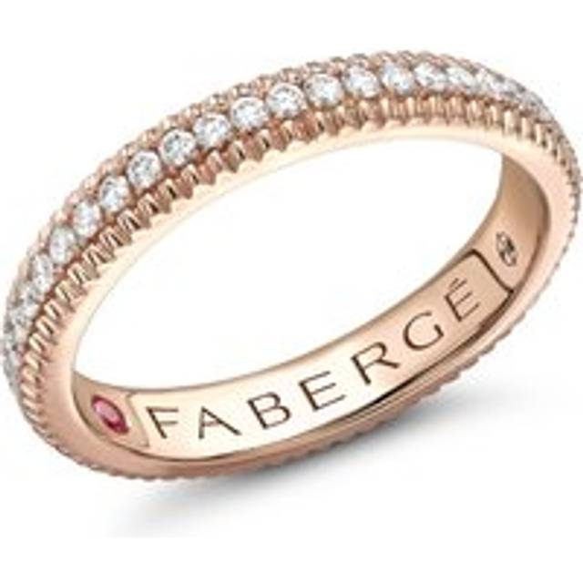 Faberge Colours of Love 18ct Rose Gold Diamond Fluted Band Ring - 59