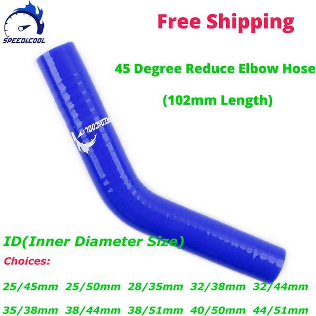 45 Degree Reduce Elbow General Silicone Coolant Intercooler Pipe Tube Hose ID 25mm 28mm 32mm 35mm 38mm 40mm 44mm 45mm 50mm 51mm