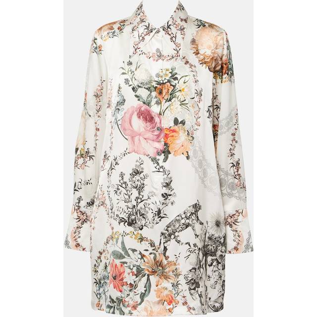Camilla Floral silk satin shirt dress - multicoloured (UK 10)