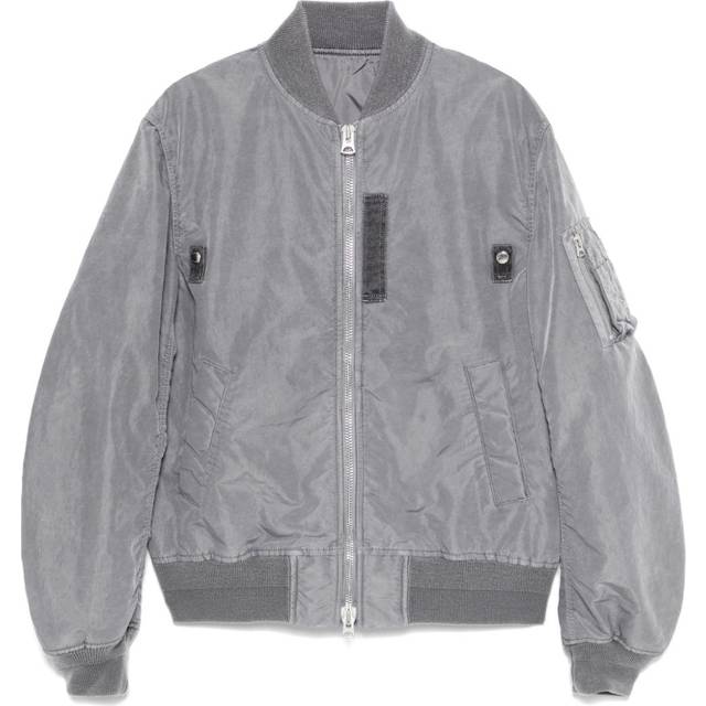 sacai - crinkled bomber jacket - men - Polyester/Nylon/Acrylic/Wool/Polyurethane/Polyester - 3 - Grey