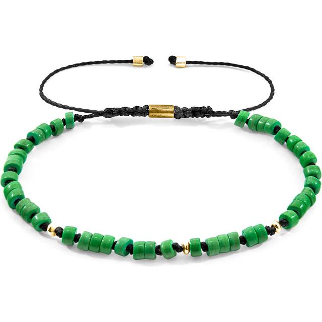 Green Turquoise Percy 9ct Yellow Gold and Stone SKINNY Macrame Bracelet
