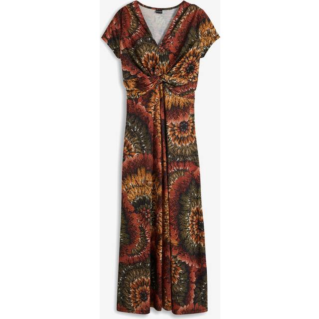 bonprix Printed Jersey Maxi Dress - Brown Multi