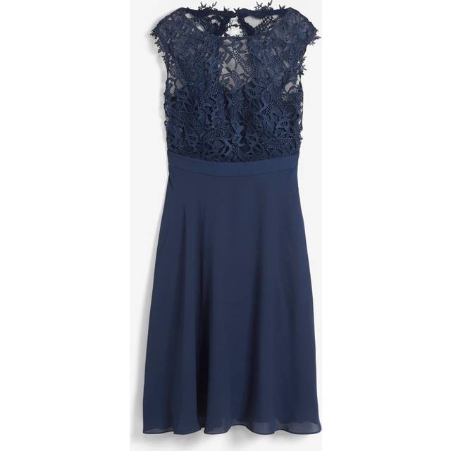 bonprix Lace Bodice Party Dress - Dark Blue