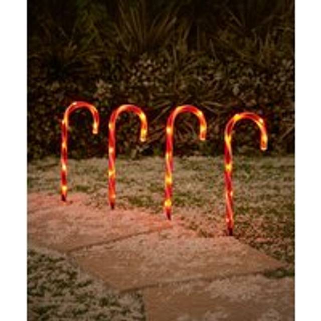 Set of 4 Candy Cane Path Lights - Red Assorted - Single S