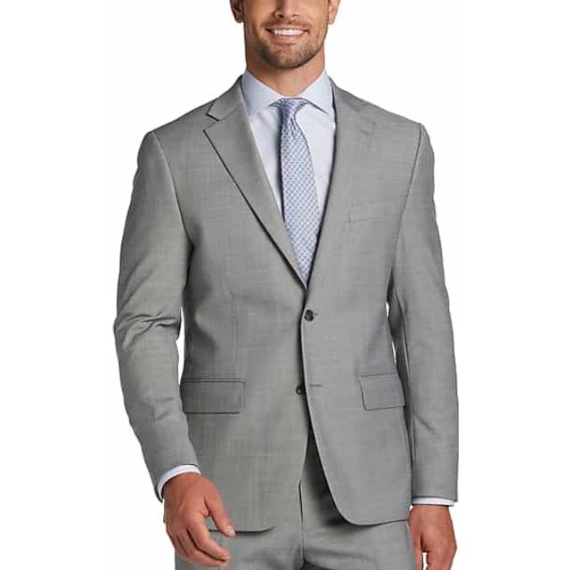 Tommy Hilfiger Modern Fit Wool Blend Men's Suit Jacket Black/White Sharkskin - Size: 46 Short