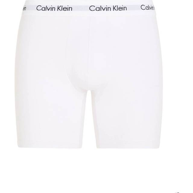 Set of 3 Long Cotton Stretch Boxer Shorts - white + white + white - XL