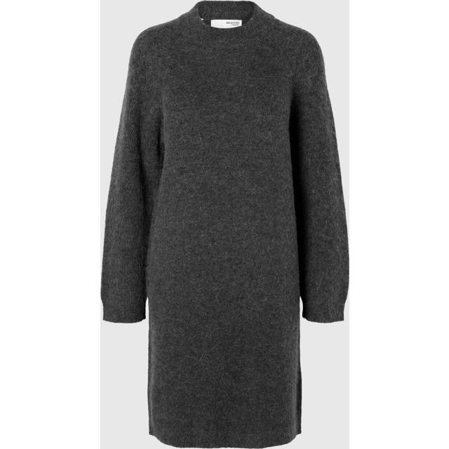 SELECTED FEMME Slflulu Ls High Neck Knit Dress |Grå |XS