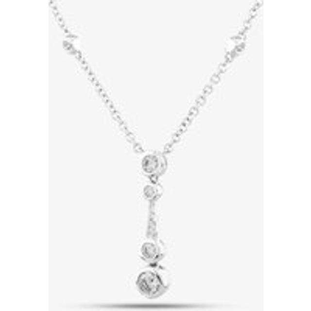18ct White Gold 0.56ct Brilliant Cut Diamond Dropper Bar Necklace LG250/NA - Silver