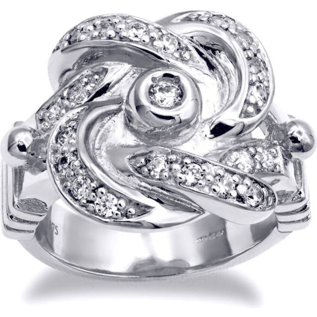 (T) Jewelco London 925 Silver CZ Set Knot Ring - ARN163