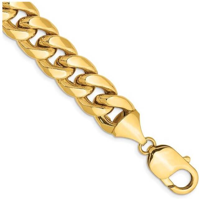 14K Yellow Gold 11 mm Semi-Solid Miami Cuban Chain 8 in. Bracelet
