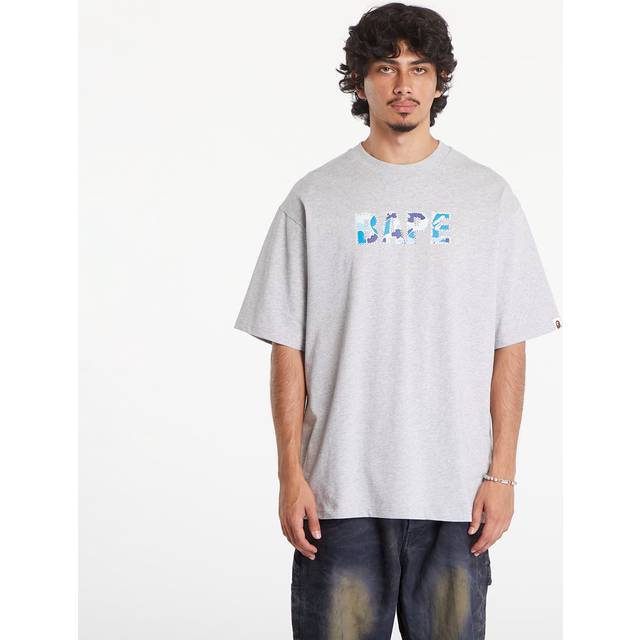 T-shirt A BATHING APE Rhinestone Logo Relaxed Fit Short Sleeve Tee Gray L (L)