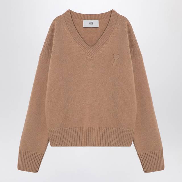 Ami Paris, Turtlenecks, male, Beige, XL, Wool Turtleneck