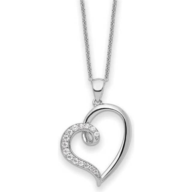 Sterling Silver CZ Friendship Heart 18 in. Necklace