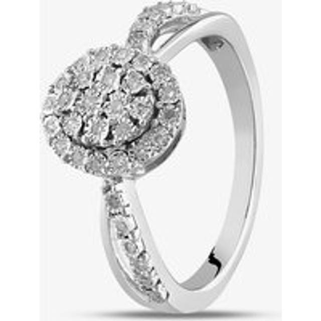 Sterling Silver 0.10ct Diamond Oval Cluster Shoulder Set Ring THR31374-10CH L