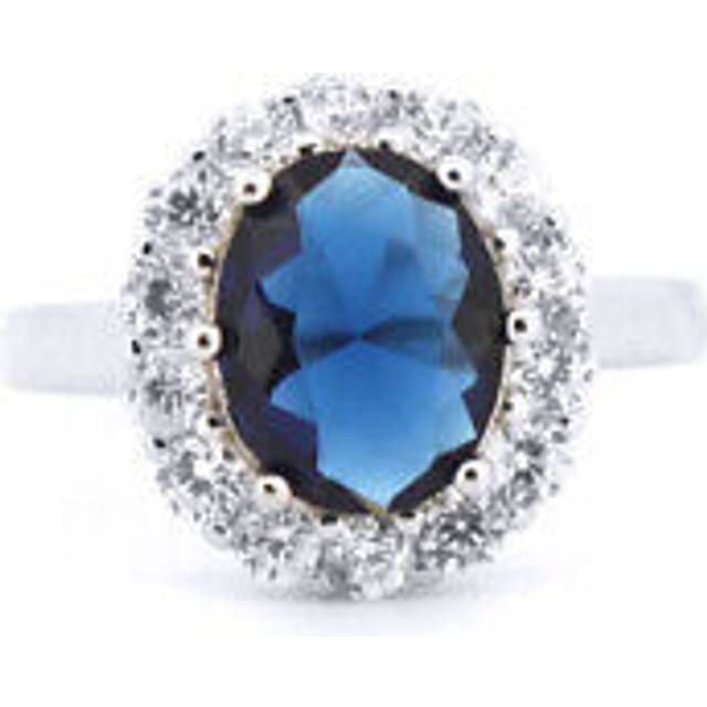 (O) Jewelco London 925 Silver Rhodium CZ Set Dress Ring - ARN186