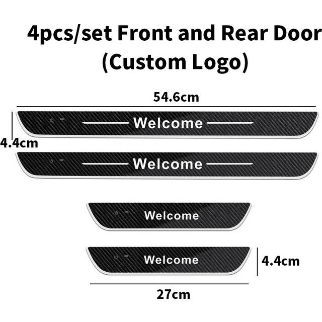 (For K-IA, 4pcs Front and Rear) Carbon fiber Car Door Sill Light Threshold Lamp Customized Logo Power
