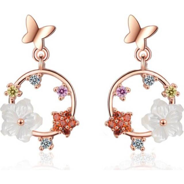 Copper Exquisite Romantic Butterfly Love Flower Earrings for Women