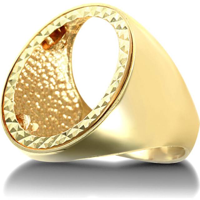 (Z+2) Jewelco London Men's Solid 9ct Yellow Gold Domed Polished Full Sovereign Mount Ring - JRN172-F