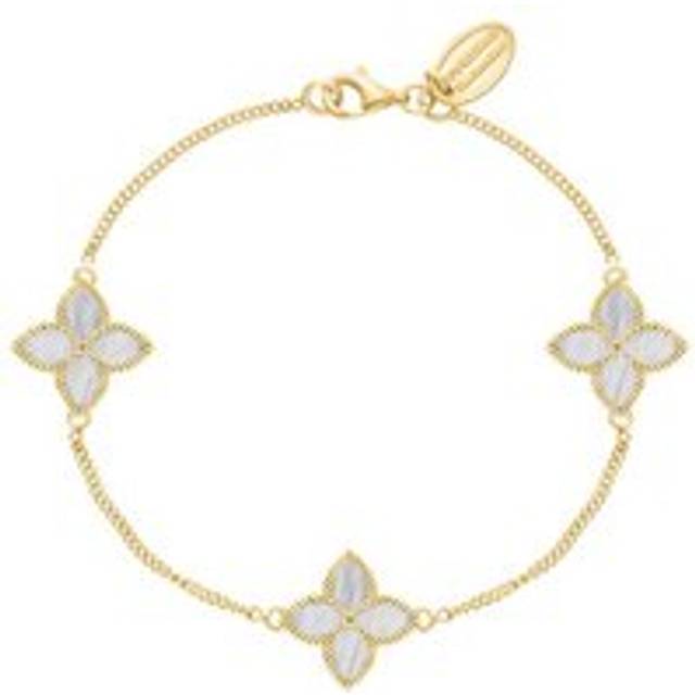 9ct Yellow Gold White Mother of Pearl Eden Marquise Flower Bracelet