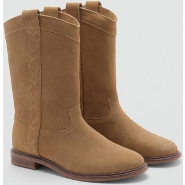 Knee-high leather boots sand - Kids - 1 - MANGO KIDS - Sand