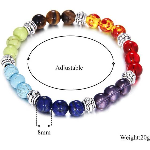 (a-Silver) Volcanic Stones Beads Bracelet 7 Chakra Relaxing Mediation Bracelets Women Yoga Healing Jewelry Gift for Family Friends