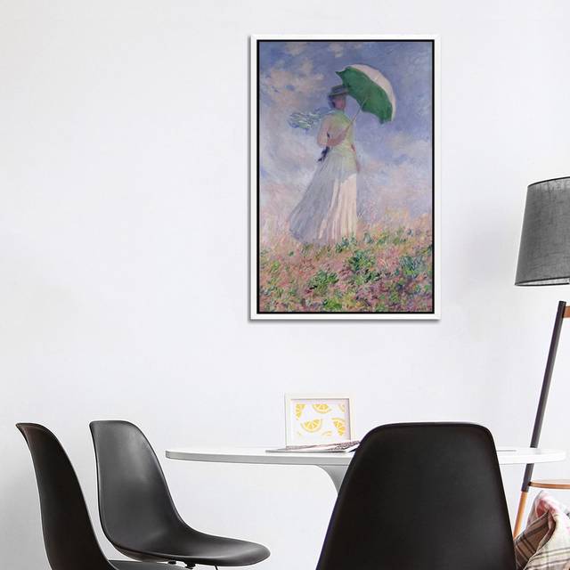 Woman With A Parasol Turned To The Right, 1886 by Claude Monet - Gallery-Wrapped Canvas Giclée on Canvas - White Framed (101.6cm H x 66.04cm W x 3.81cm D)
