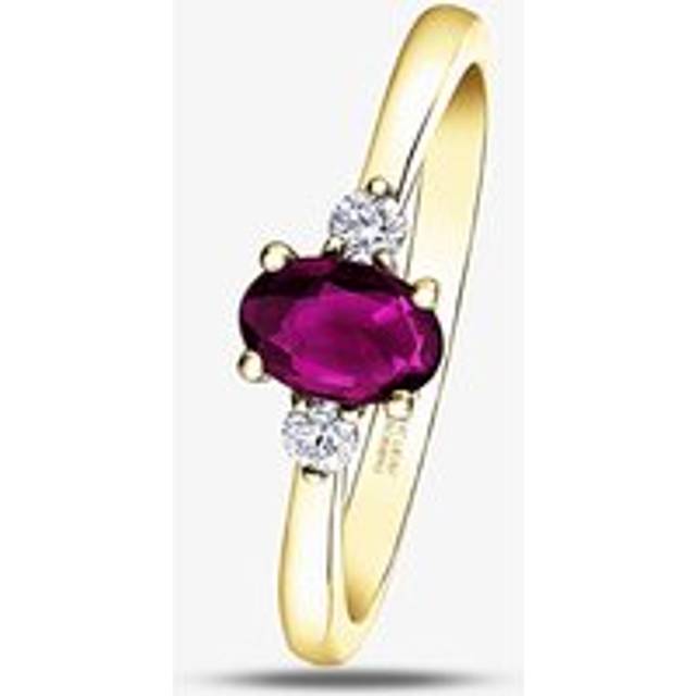9ct Yellow Gold Ruby & Diamond Trilogy Ring 30910-9-N
