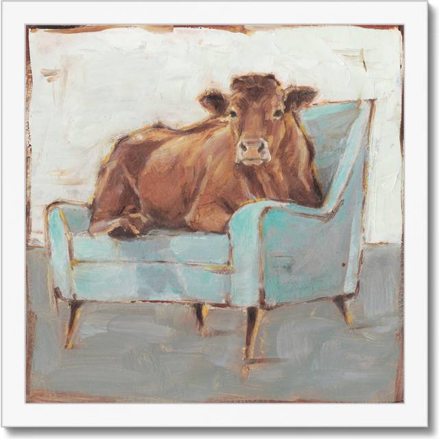 Moo-Ving In IV by Ethan Harper - Wrapped Canvas Art Prints - White Framed Paper Print (34cm H x 34cm W x 2.3cm D)