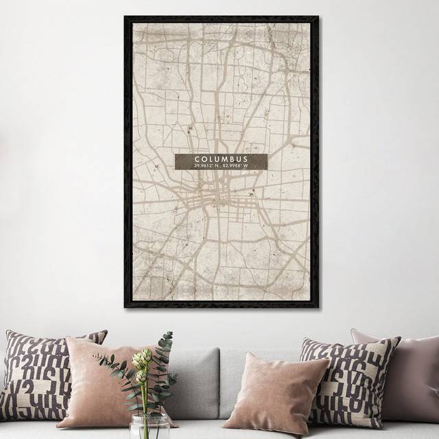 Columbus City Map Abstract Style by WallDecorAddict - Gallery-Wrapped Canvas Giclée on Canvas - Black Floater Framed (152.4cm H x 101.6cm W)