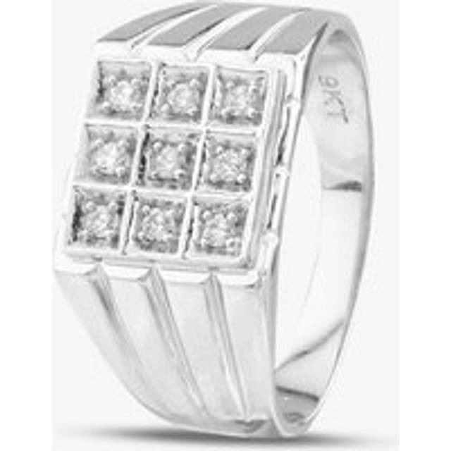 9ct White Gold Cubic Zirconia Square Signet Ring DIV90W Y - Silver